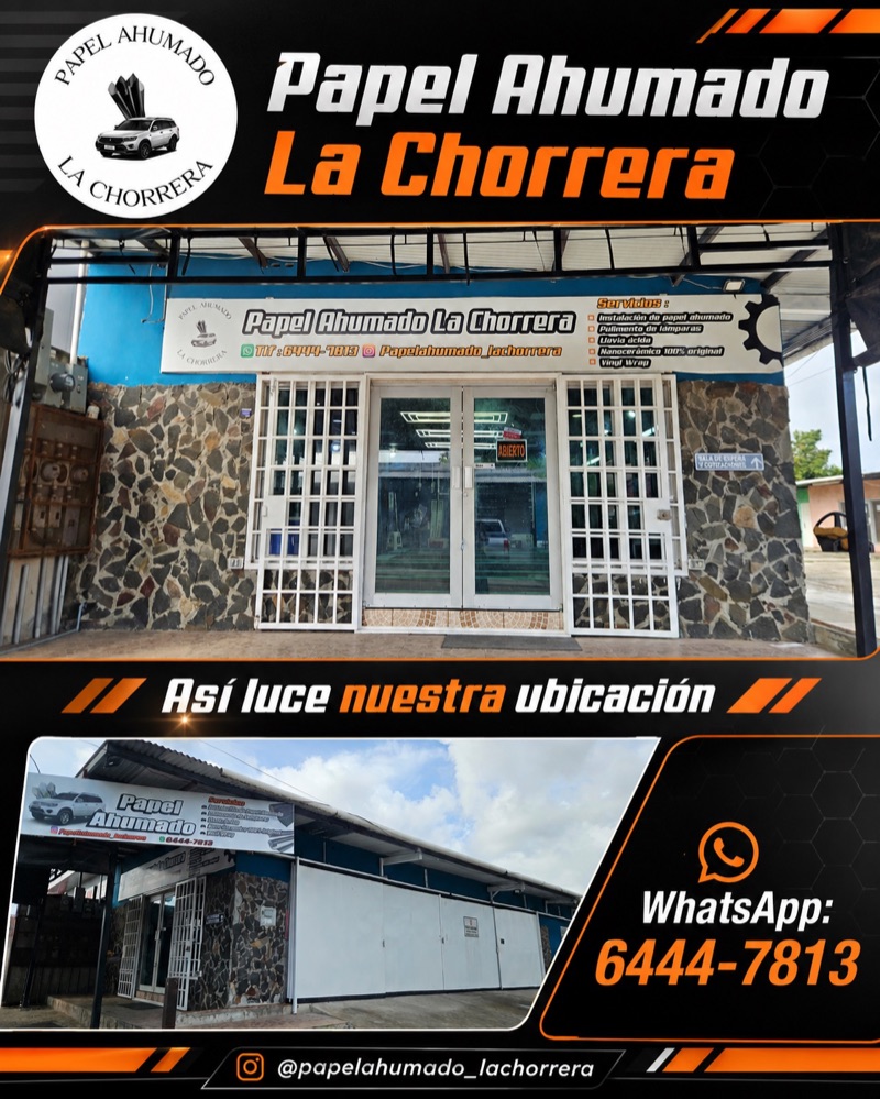 Fachada del local de Papel Ahumado La Chorrera. WhatsApp 6444-7813.